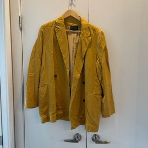 Mustard yellow linen tencel blazer